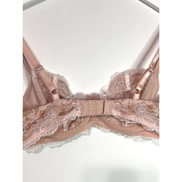 Wacoal Blush Pink Lace Affair Bra Nude 851256 Underwire Sheer Coquette 32C - Picture 5 of 6